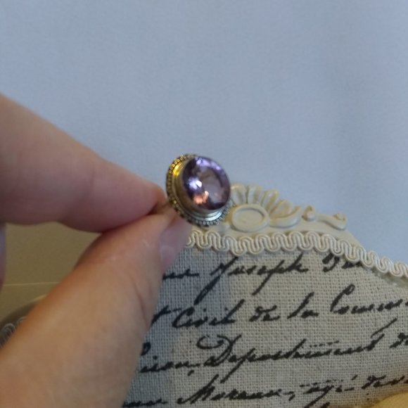 Genuine Amethyst Silver Ring - Picture 7 of 7